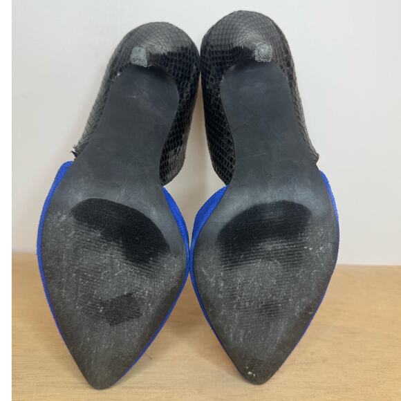 Steve Madden Giddy Womens 8.5 Black Leather Blue Suede Heels PointedToe Stiletto - Picture 6 of 6